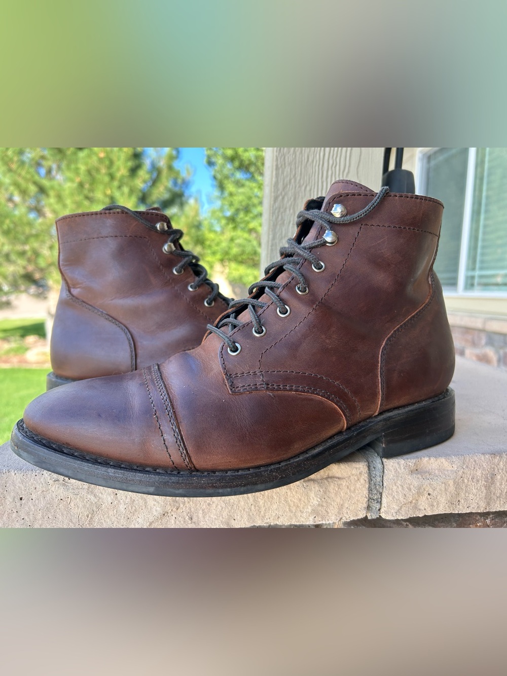 Mens THURSDAY BOOT Company Leather Lace-up CAPTAIN BOOTS 11.5